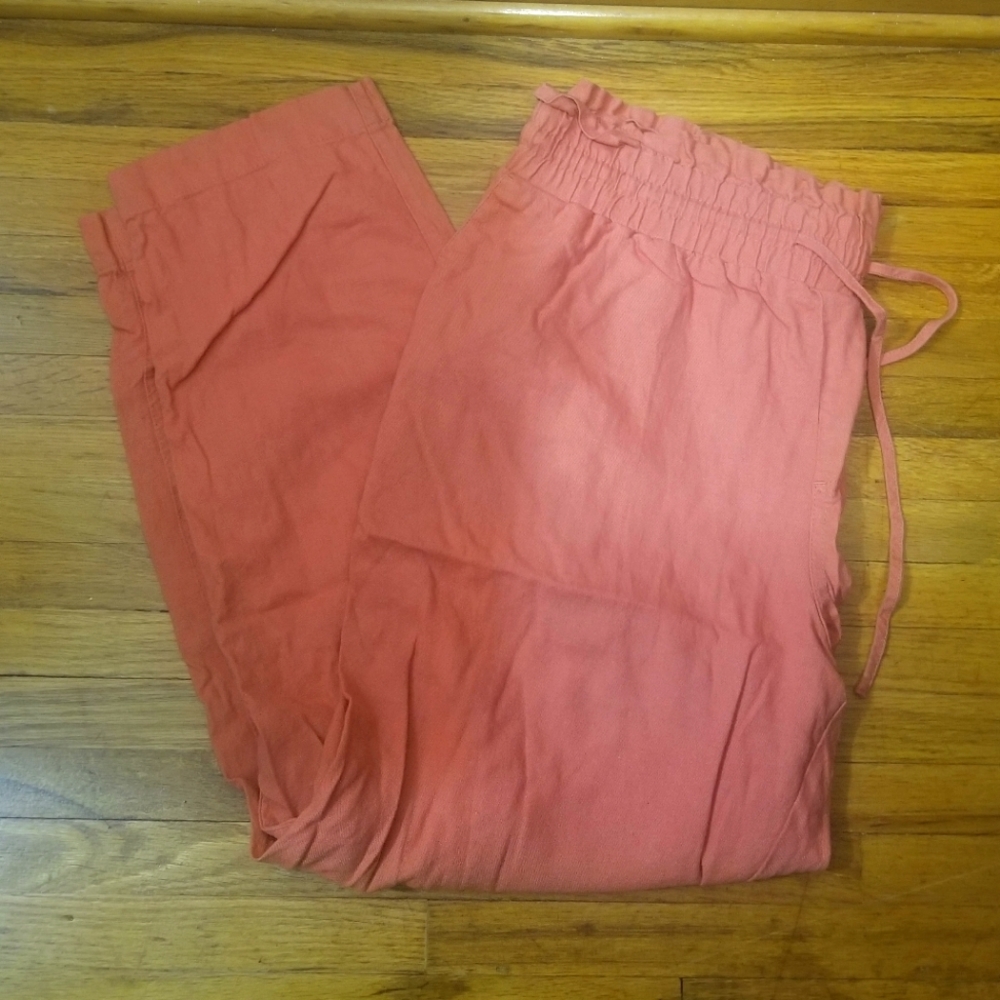 A New Day Pull On Straight Linen Boho Ankle Career Office Pants Size XL